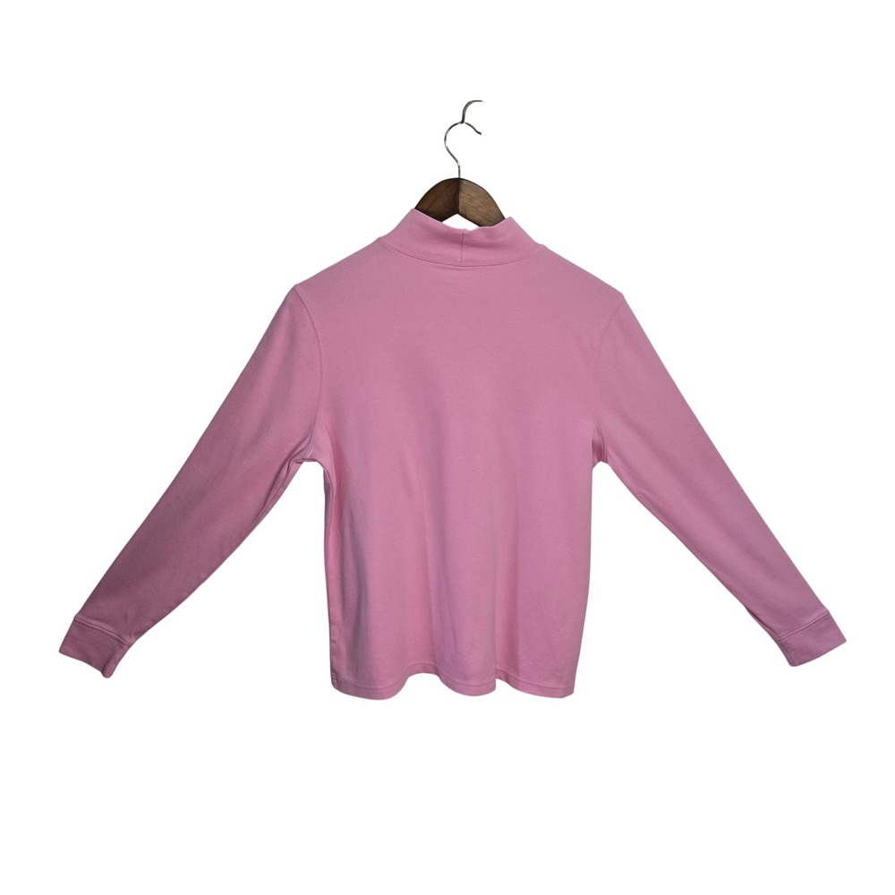 LL Bean Womens Mock Neck Long Sleeve Knit Top Pink Size M 1651 SA4 - Picture 2 of 6